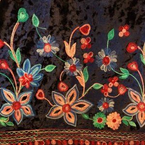 Ashley Blue Velvet Embroidered midi-skirt